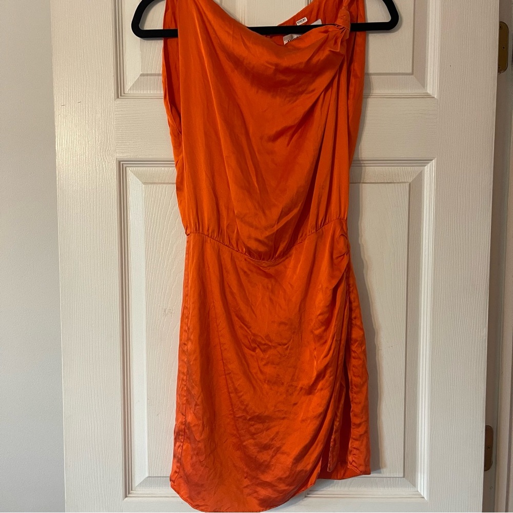 Amanda Uprichard Orange Marlow Dress Size Small 100% Silk - Picture 5 of 11